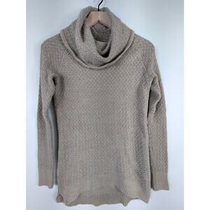 If It Were Me Cowl Neck Sweater Womens XS Beige Tan Knit Pullover Long Sleeve